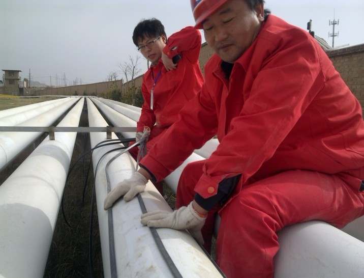 我司自限溫電伴熱帶用于白銀油庫(kù)柴油輸送管線防凍
